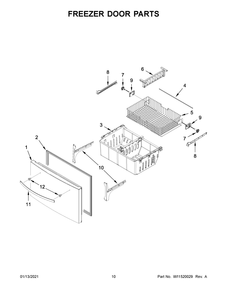 Freezer Door Parts Diagram and Parts List for WRX735SDHZ04  Whirlpool Refrigerator