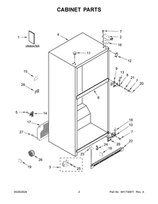 Cabinet Parts Diagram and Parts List for WRT541SZDW03  Whirlpool Refrigerator