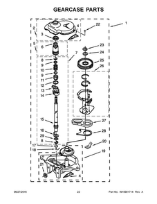 Gearcase Parts Diagram and Parts List for 7MWET3300EQ1  Whirlpool Washer Dryer Combo