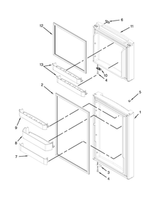 Door Parts Diagram and Parts List for WRT111SFDW00  Whirlpool Refrigerator