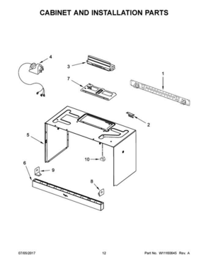 07 - Cabinet And Installation Parts Diagram and Parts List for WMH32519CB2  Whirlpool Microwave Oven Combo