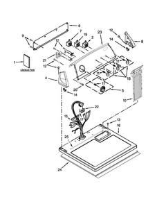 Top And Console Parts Diagram and Parts List for 7MWGD1730YW5  Whirlpool Dryer