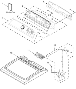 Top And Console Parts Diagram and Parts List for MGD7230HC4,MGD7230HW4  Whirlpool Dryer