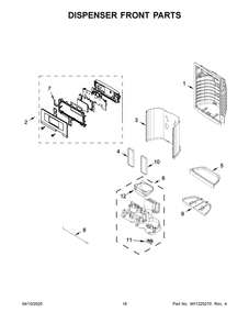 Dispenser Front Parts Diagram and Parts List for WRF555SDFZ06  Whirlpool Refrigerator