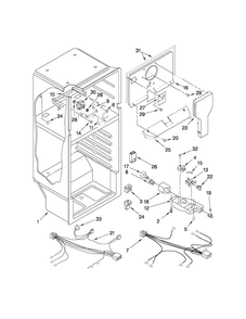 Liner Parts Diagram and Parts List for W4TXNWFWT03  Whirlpool Refrigerator