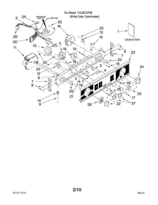 Washer/dryer Control Panel Parts Diagram and Parts List for 11088732798  Kenmore Washer Dryer Combo
