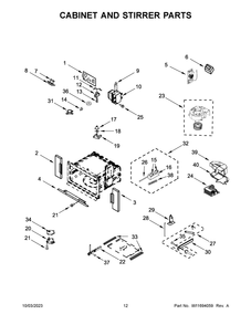 Cabinet And Stirrer Parts Diagram and Parts List for WOEC5930LZ01  Whirlpool Microwave Oven Combo