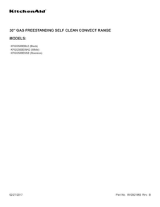 Cover Sheet Diagram and Parts List for KFGG500EBL2  KitchenAid Range