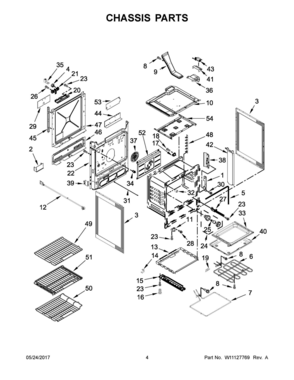 03 - CHASSIS PARTS Diagram and Parts List for JDS1450CFS0  Whirlpool Range