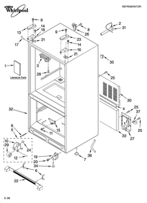 Cabinet Parts Diagram and Parts List for GX5FHDXTL11  Whirlpool Refrigerator