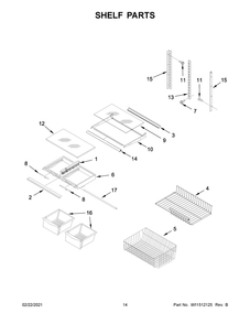 Shelf Parts Diagram and Parts List for ABB1921BRM02  Whirlpool Refrigerator