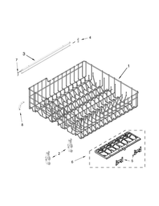 Upper Rack And Track Parts Diagram and Parts List for WDF520PADM2  Whirlpool Dishwasher