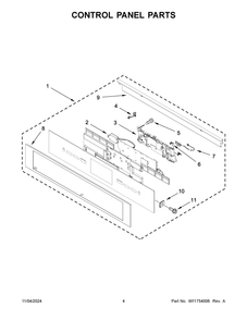 03 - Control Panel Parts Diagram and Parts List for JMC2430LL01  Whirlpool Microwave