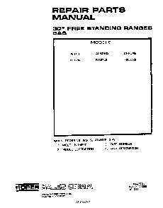 Front Cover Diagram and Parts List for F8857*0  Roper Range