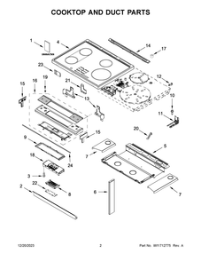 Cooktop And Duct Parts Diagram and Parts List for KSIS730PSS1  KitchenAid Range
