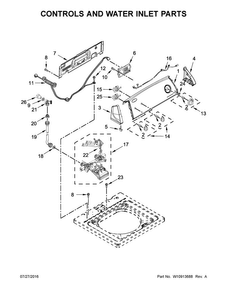 Controls And Water Inlet Parts Diagram and Parts List for 3DWTW4740YQ1  Whirlpool Washer