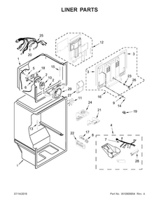 Liner Parts Diagram and Parts List for WRT108FZDM02  Whirlpool Refrigerator
