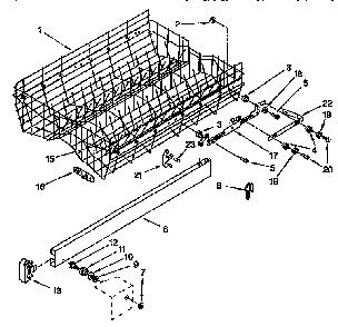 Upper Rack And Track Diagram and Parts List for KUDI23HBW0  KitchenAid Dishwasher