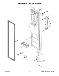 Freezer Door Parts Diagram and Parts List for WRS571CIHV05  Whirlpool Refrigerator