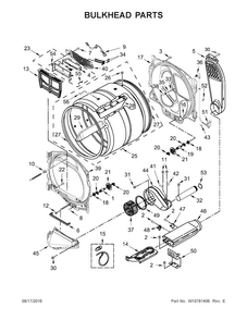 Bulkhead Parts Diagram and Parts List for WED8500DR1  Whirlpool Dryer