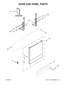 Door And Panel Parts Diagram and Parts List for 66517489N710  Kenmore Dishwasher