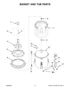Basket And Tub Parts Diagram and Parts List for 4GWTW1955LW0  Whirlpool Washer