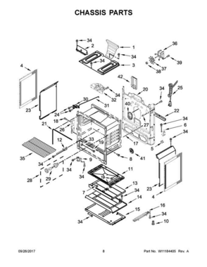 05 - Chassis Parts Diagram and Parts List for WFG550S0HB0  Whirlpool Range