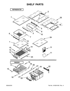 Shelf Parts Diagram and Parts List for IX5BBEXDS01  Whirlpool Refrigerator