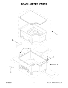 04 - Bean Hopper Parts Diagram and Parts List for 5KES8558EJP0  Whirlpool Coffee Maker