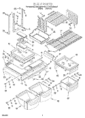 SHELF Diagram and Parts List for KTRS21MDWH04  KitchenAid Refrigerator