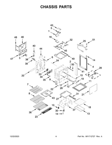 Chassis Parts Diagram and Parts List for KSGG700EBS7  KitchenAid Range