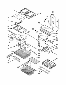 Shelf Parts Diagram and Parts List for 59679222014  Kenmore Refrigerator