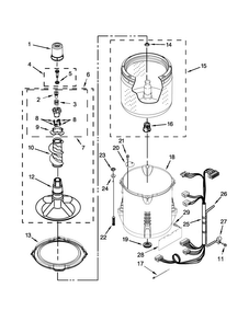 Basket And Tub Parts Diagram and Parts List for 7MWTW1812AW1  Whirlpool Washer