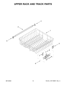 07 - Upper Rack And Track Parts Diagram and Parts List for WDPS7024RZ0  Whirlpool Dishwasher