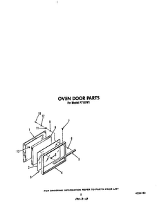 Oven Door Diagram and Parts List for F7107*1  Roper Range