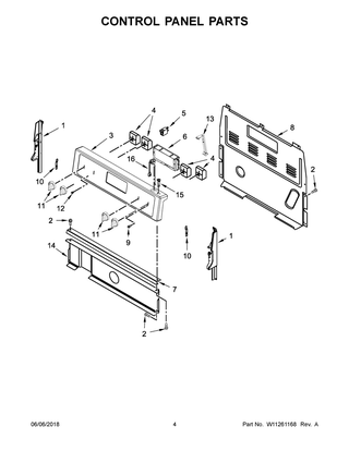 Control Panel Parts Diagram and Parts List for YWFC310S0EW2  Whirlpool Range