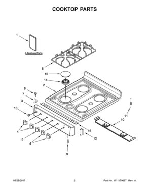 02 - COOKTOP PARTS Diagram and Parts List for AGG222VDW4  Whirlpool Range