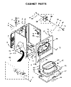 Cabinet parts Diagram and Parts List for WGD4950HW1  Whirlpool Dryer