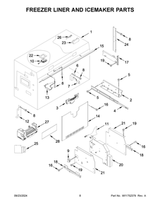 05 - Freezer Liner And Icemaker Parts Diagram and Parts List for KBFN506ESS06  Whirlpool Refrigerator