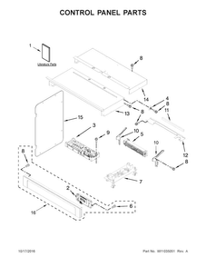 Control Panel Parts Diagram and Parts List for WOC54EC0AS04  Whirlpool Microwave