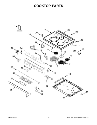Cooktop Parts Diagram and Parts List for WEE750H0HV1  Whirlpool Range