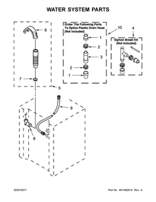 Water System Parts Diagram and Parts List for WGTLV27FW0  Whirlpool Washer Dryer Combo