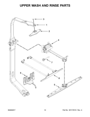 08 - Upper Wash And Rinse Parts Diagram and Parts List for KDTM804EBS2  KitchenAid Dishwasher
