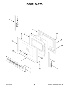 Door Parts Diagram and Parts List for YWFE505W0JZ4  Whirlpool Range