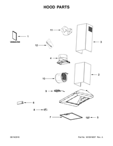 Hood Parts Diagram and Parts List for IHW53UC0FS1  Whirlpool Range Hood