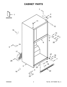 02 - Cabinet Parts Diagram and Parts List for WRT511SZDM04  Whirlpool Refrigerator