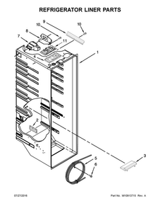 Refrigerator Liner Parts Diagram and Parts List for WRS322FDAD04  Whirlpool Refrigerator