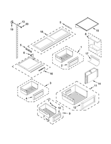 Shelf Parts Diagram and Parts List for KBBR306EPA00  KitchenAid Refrigerator