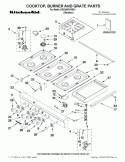COOKTOP, BURNER AND GRATE PARTS Diagram and Parts List for KGCU483VSS01  KitchenAid Cooktop