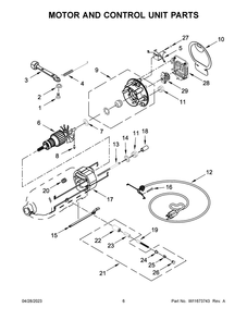 Motor And Control Unit Parts Diagram and Parts List for 5KSM95PSBCU4  KitchenAid Mixer